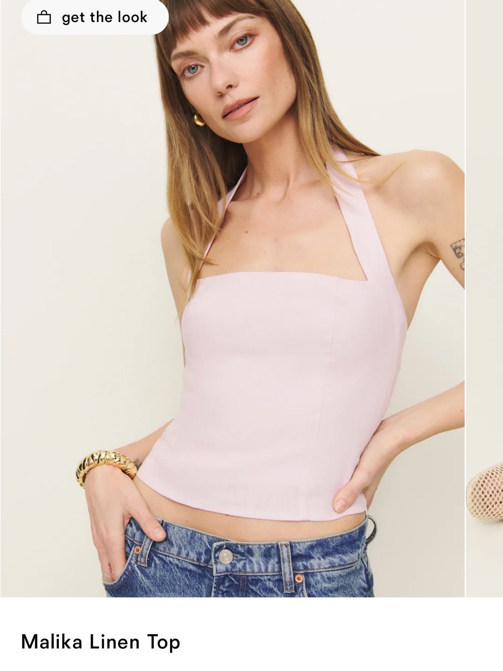 Maika Linen Halter Camisole - Pale Pink